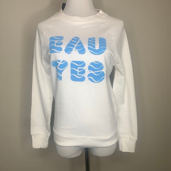 NWT J Crew White Eau Yes Sweatshirt Crew Neck XS - Picture 1 of 9